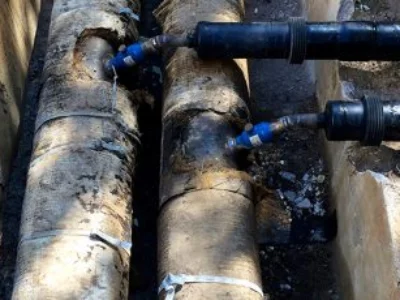 Результат врезки под давлением Подкючение труб под давлением